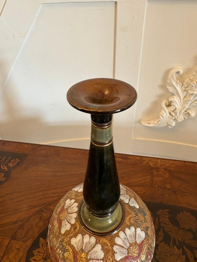 Pair of Antique Victorian Quality Royal Doulton Slater Stoneware Vases - Image 7